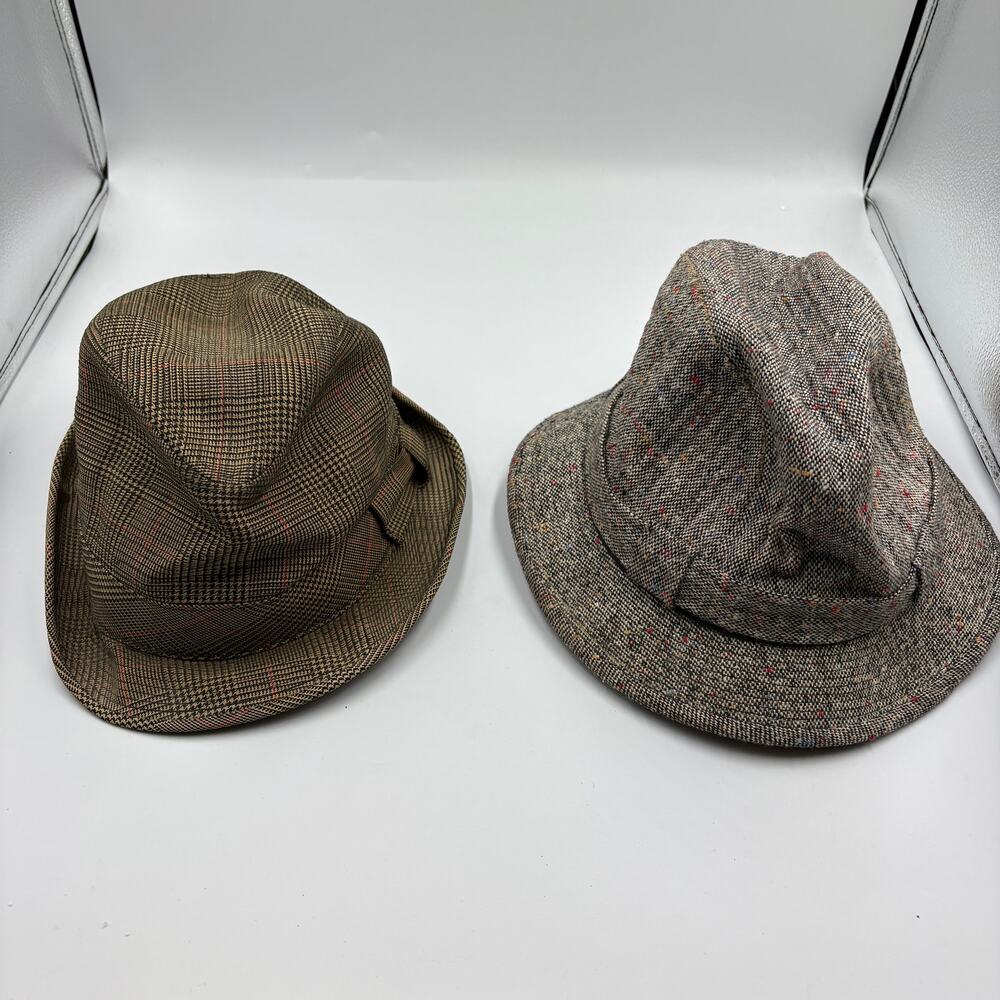 Lot Two Vintage Men's Fedora Hats Resistol & Irish Crushable Du Pont L 7 1/8